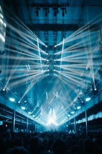Photo Lights Festival above Crowd of People at Concert